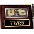 "Real" Million Dollar Bill on Simulated Wood Plaque